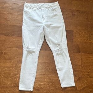 Good American White Distressed Skinny Jeans